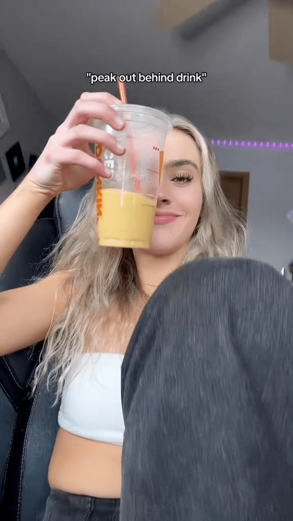 peak out behind drink