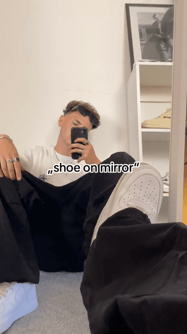 shoe on mirror